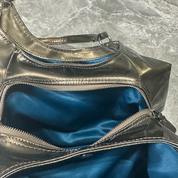 Coach Emerald Patent Leather Vintage Silk Lining Organizer Shoulder Handbag - Picture 4 of 8
